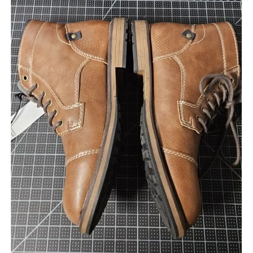 Sonoma Goods for LIfe Protector boys' 4 Med ankle boots faux leather cognac‎
